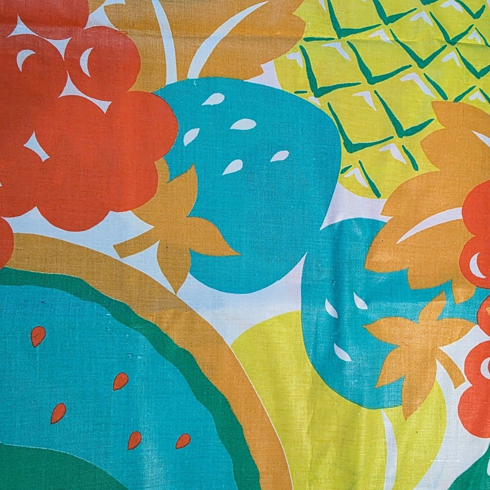 Tropical Fruit Print Fabric Multicolor Pineapple Watermelon 44in x 1yd